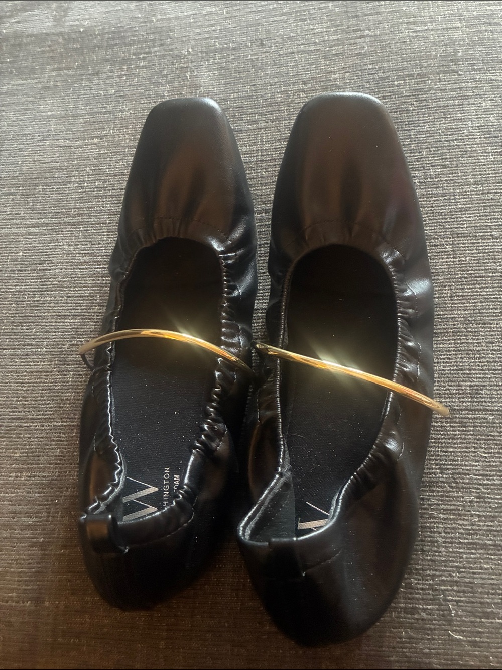 Worthington Black Ballet Flats with Gold Accent Strap